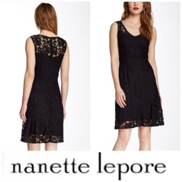 Nanette Lepore Husband Hunter Dress in Black lace size 4 - Picture 1 of 9